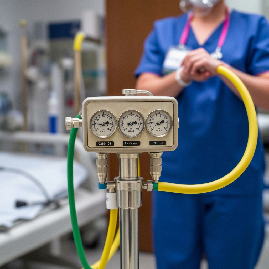 O2B-103 air oxygen blender in hospital use